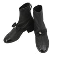 CHANEL Short boots with ribbon and CC logo BlackG40099 Leather Patent Leather Faux Pearl Size 34 C