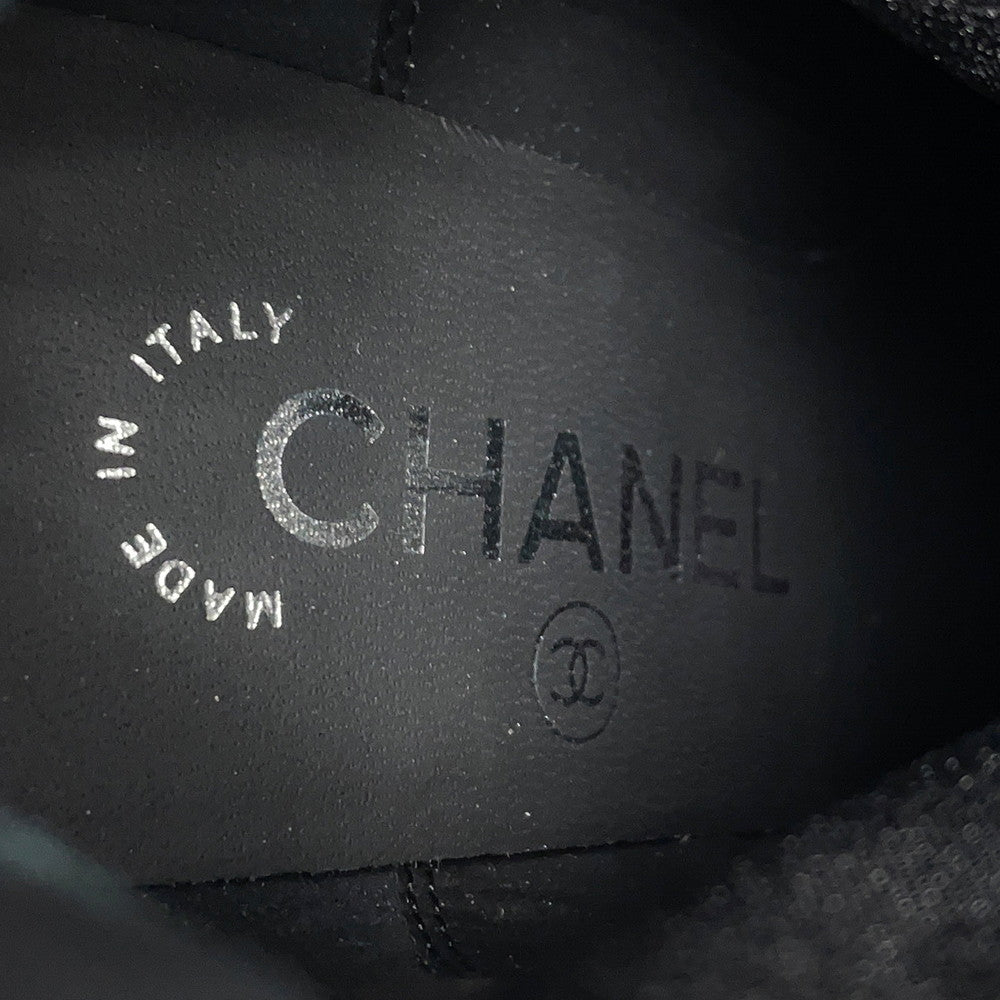 CHANEL Short boots with ribbon and CC logo BlackG40099 Leather Patent Leather Faux Pearl Size 34 C