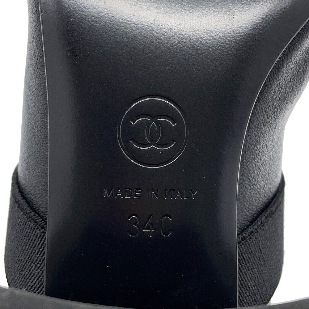 CHANEL Short boots with ribbon and CC logo BlackG40099 Leather Patent Leather Faux Pearl Size 34 C