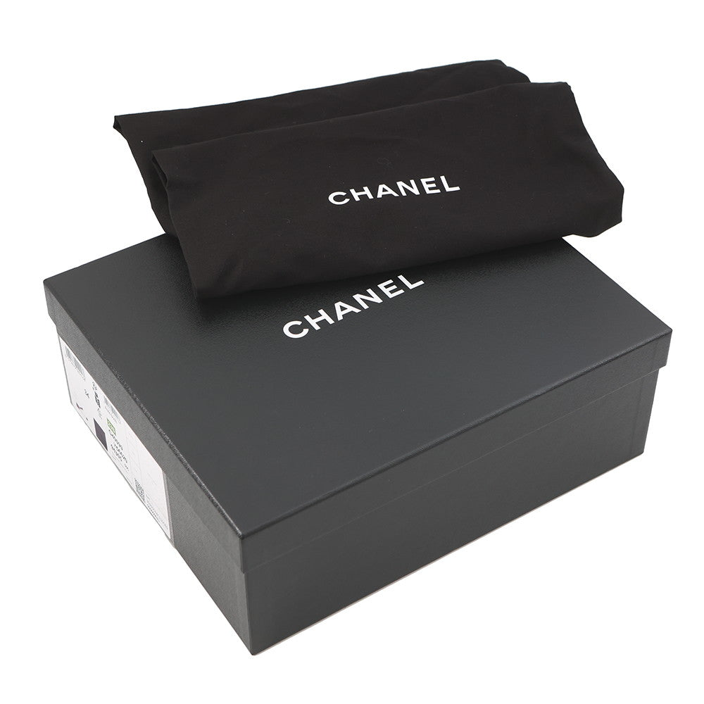 CHANEL Short boots with ribbon and CC logo BlackG40099 Leather Patent Leather Faux Pearl Size 34 C