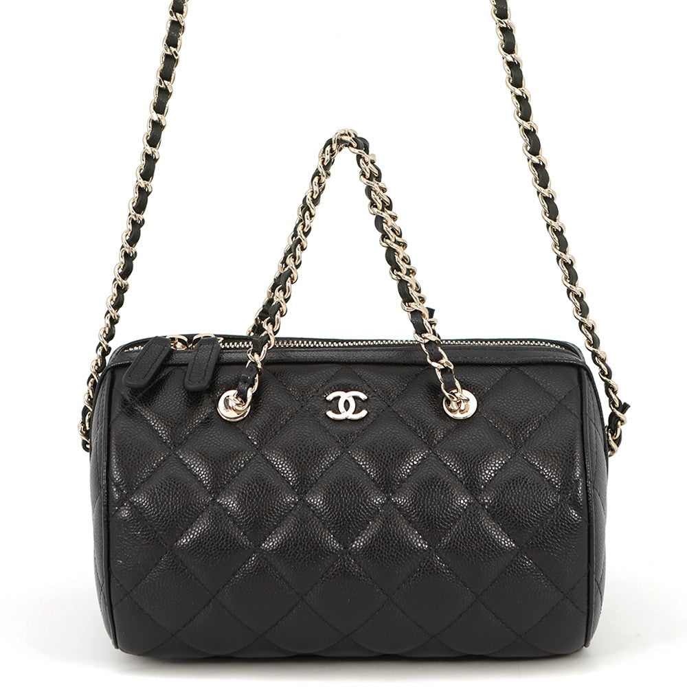 CHANEL Timeless Classics Line Roll Boston Bag BlackAP4474 Caviar Leather