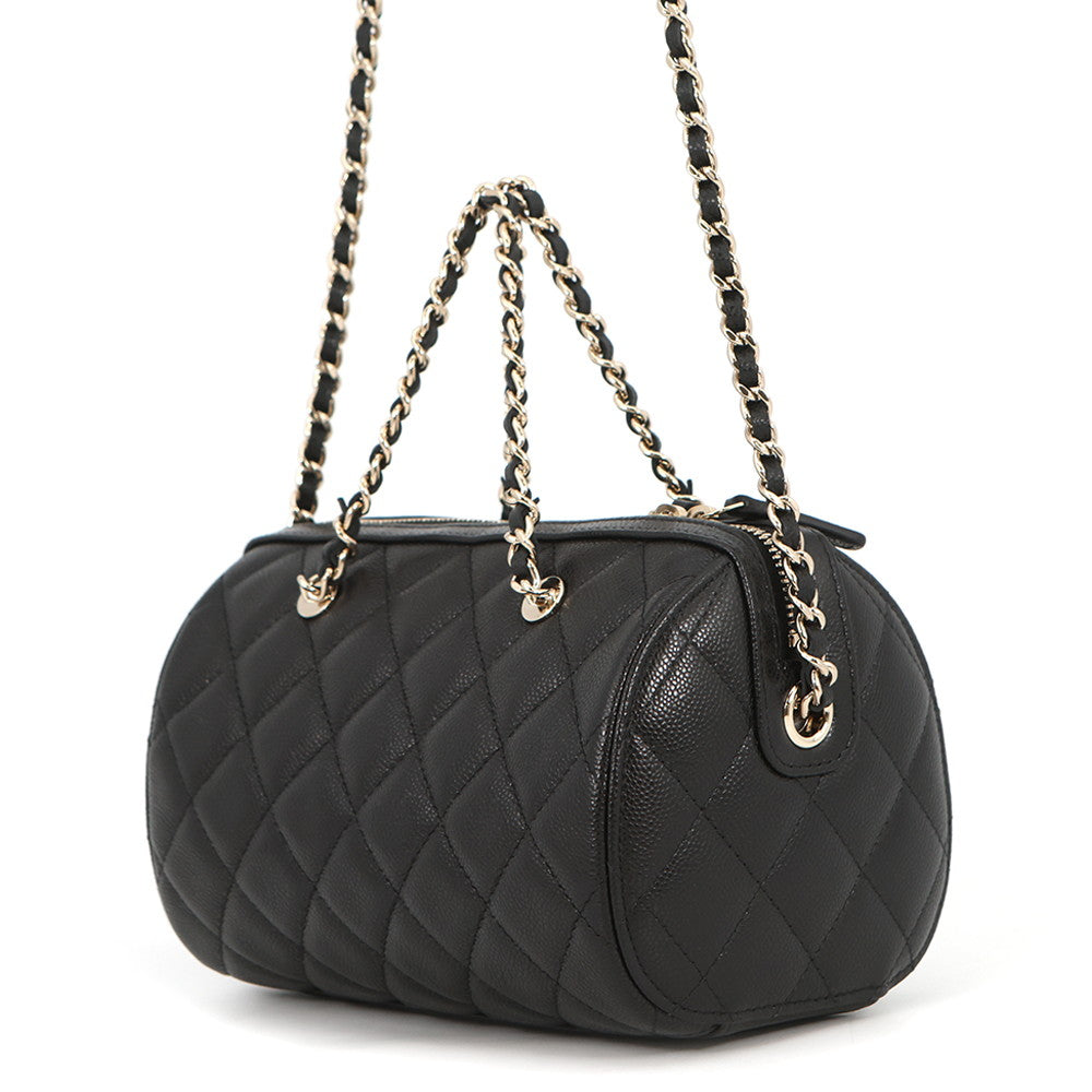 CHANEL Timeless Classics Line Roll Boston Bag BlackAP4474 Caviar Leather