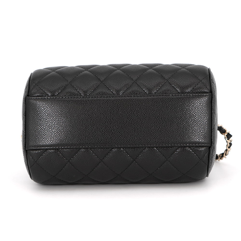 CHANEL Timeless Classics Line Roll Boston Bag BlackAP4474 Caviar Leather