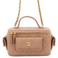 CHANEL Matelasse 2WAY vanity bag Jasmin FlowerAP3017 Caviar Leather