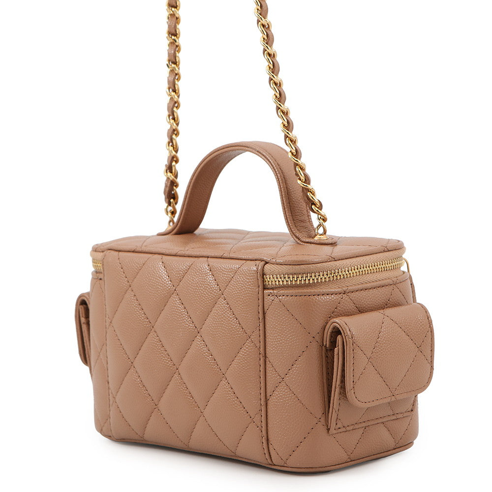 CHANEL Matelasse 2WAY vanity bag Jasmin FlowerAP3017 Caviar Leather
