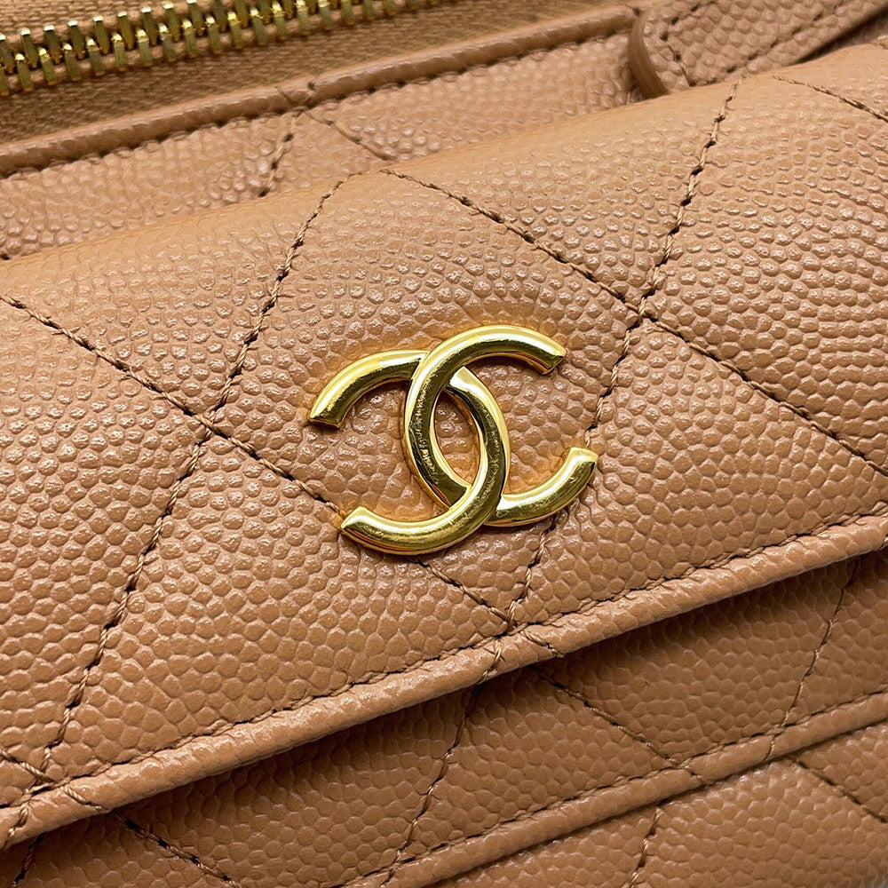 CHANEL Matelasse 2WAY vanity bag Jasmin FlowerAP3017 Caviar Leather
