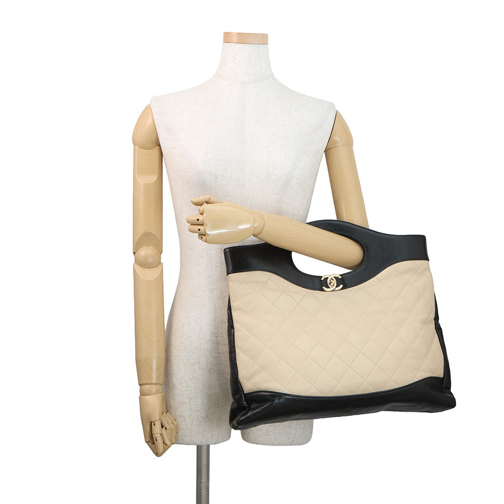 CHANEL CHANEL 31 Shopping Bag Beige/BlackA57977 Calf Leather Size Large
