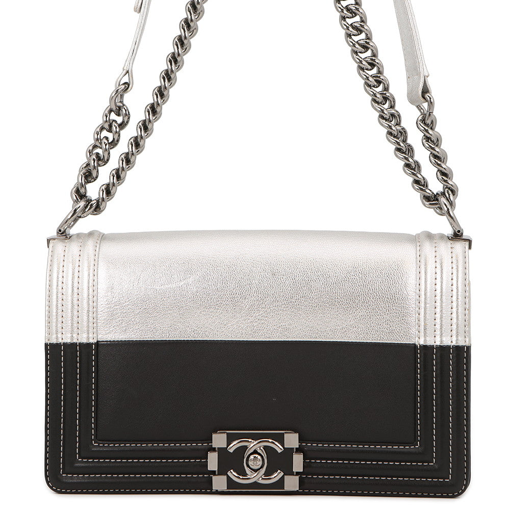CHANEL Boy Chanel ChainShoulder Bag Black/SilverA67086 Leather Size 25