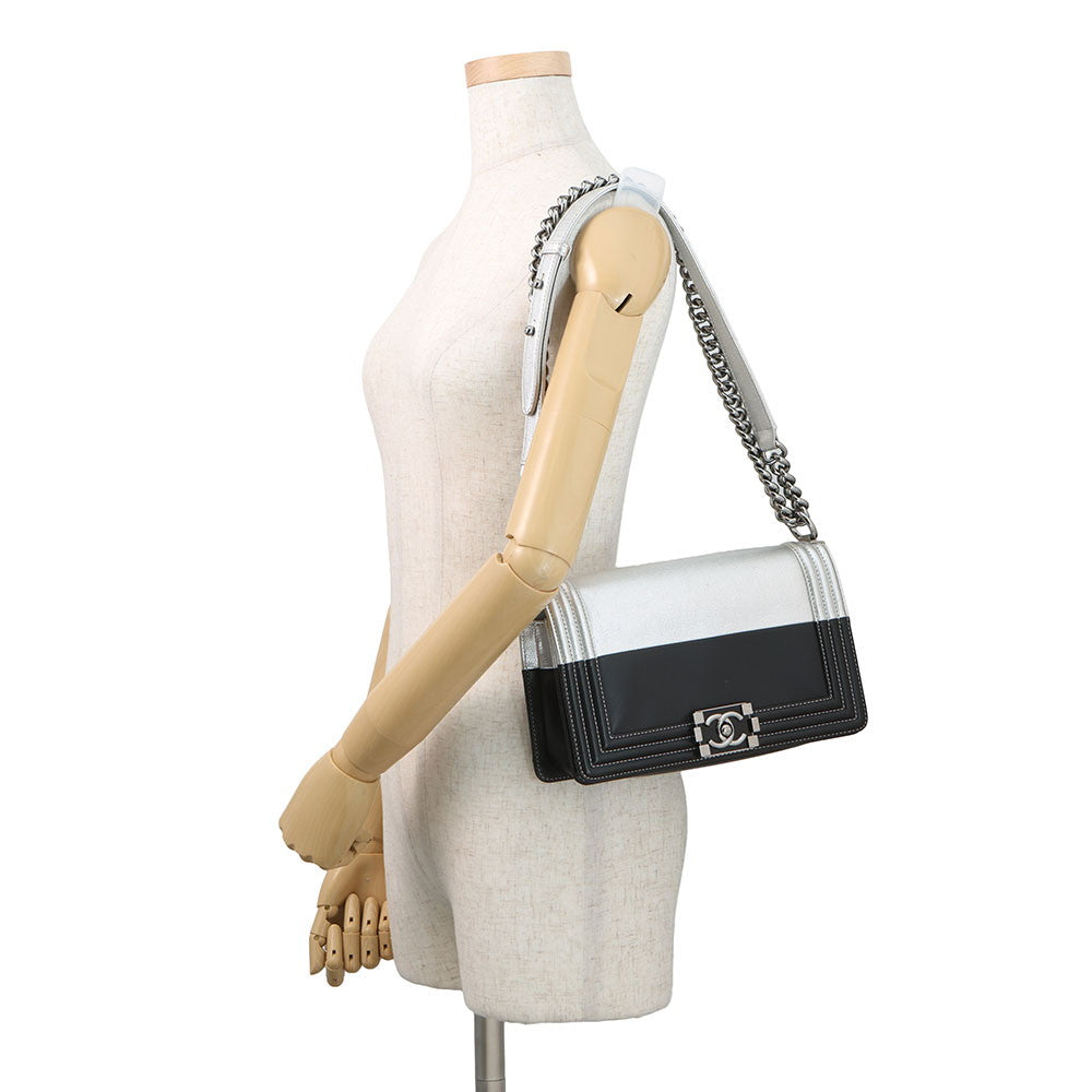 CHANEL Boy Chanel ChainShoulder Bag Black/SilverA67086 Leather Size 25