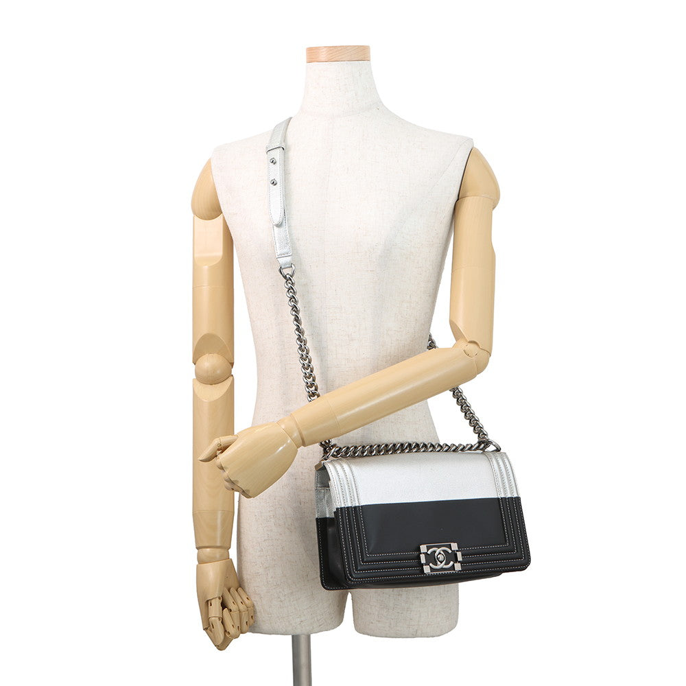 CHANEL Boy Chanel ChainShoulder Bag Black/SilverA67086 Leather Size 25