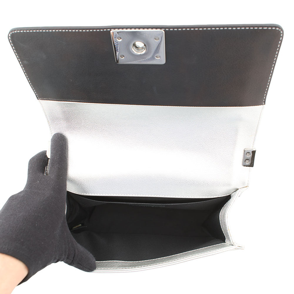 CHANEL Boy Chanel ChainShoulder Bag Black/SilverA67086 Leather Size 25