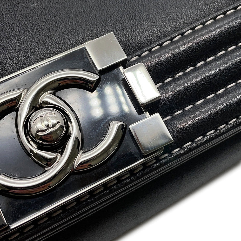 CHANEL Boy Chanel ChainShoulder Bag Black/SilverA67086 Leather Size 25