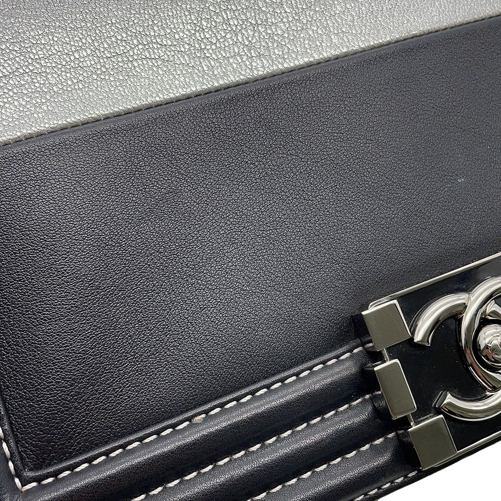 CHANEL Boy Chanel ChainShoulder Bag Black/SilverA67086 Leather Size 25