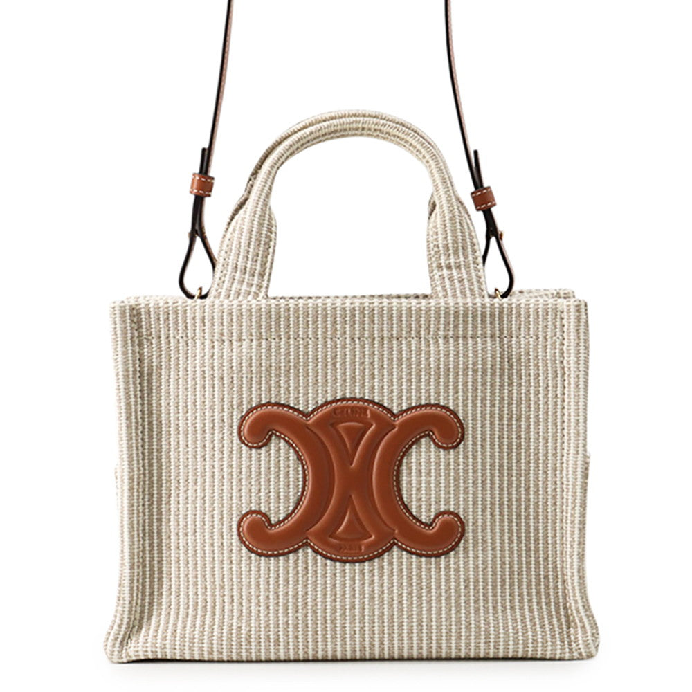 CELINE Covertice Triomphe 2WAY Beige/Brown199162FEE.02BG Canvas Leather Size Small