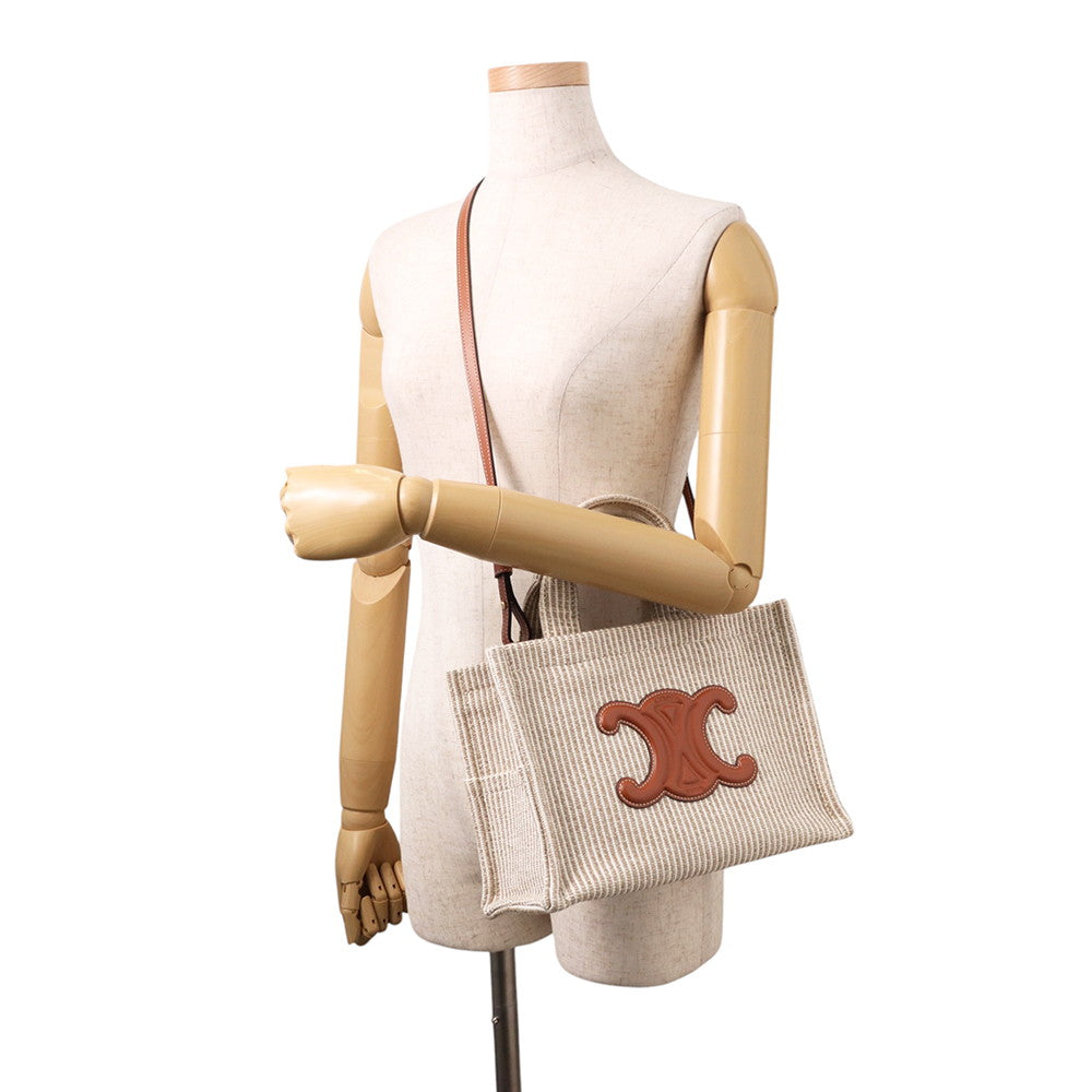 CELINE Covertice Triomphe 2WAY Beige/Brown199162FEE.02BG Canvas Leather Size Small