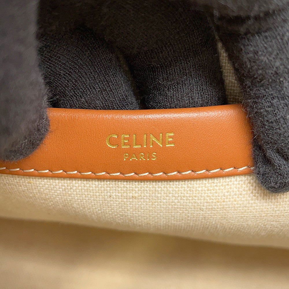 CELINE Covertice Triomphe 2WAY Beige/Brown199162FEE.02BG Canvas Leather Size Small