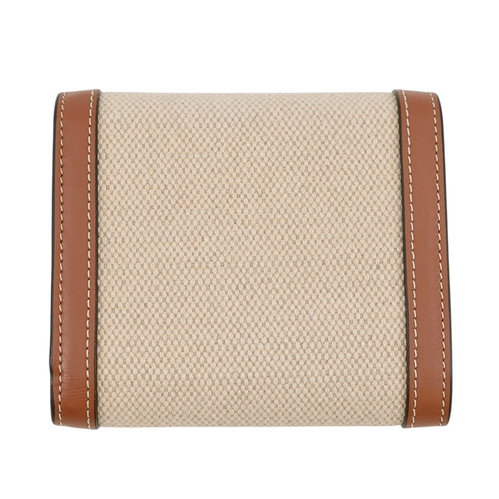 CELINE Triomphe Trifold Compact Wallet Beige/Brown10D783 Canvas/Leather