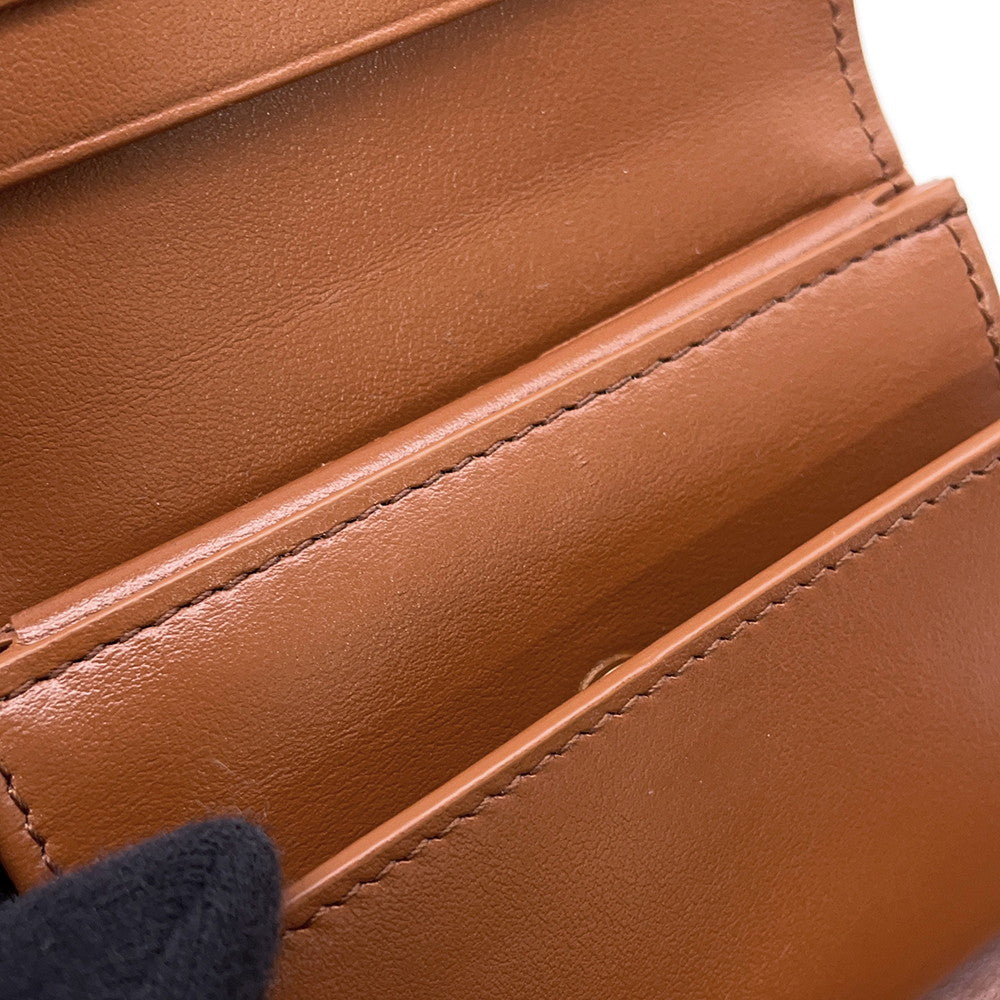 CELINE Triomphe Trifold Compact Wallet Beige/Brown10D783 Canvas/Leather