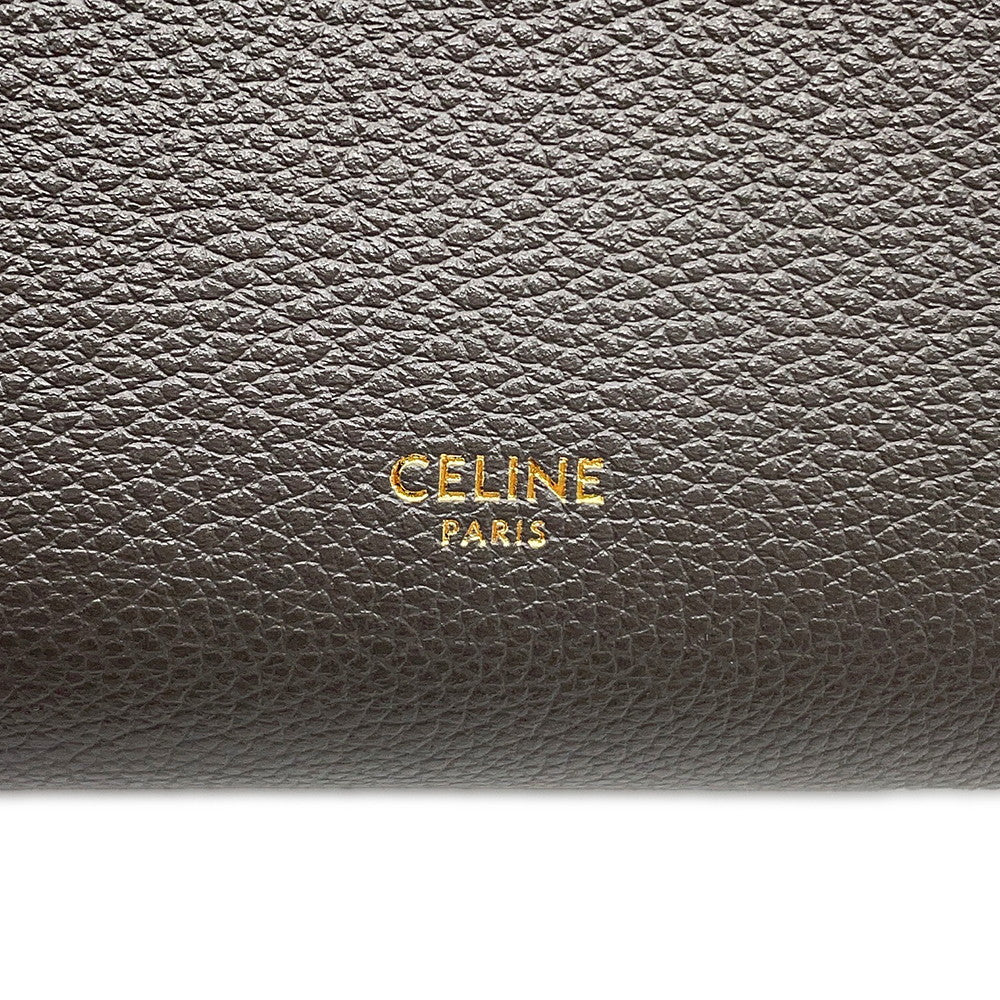 CELINE Sangle Bucket Shoulder Bag Gray189303 Leather Size Small