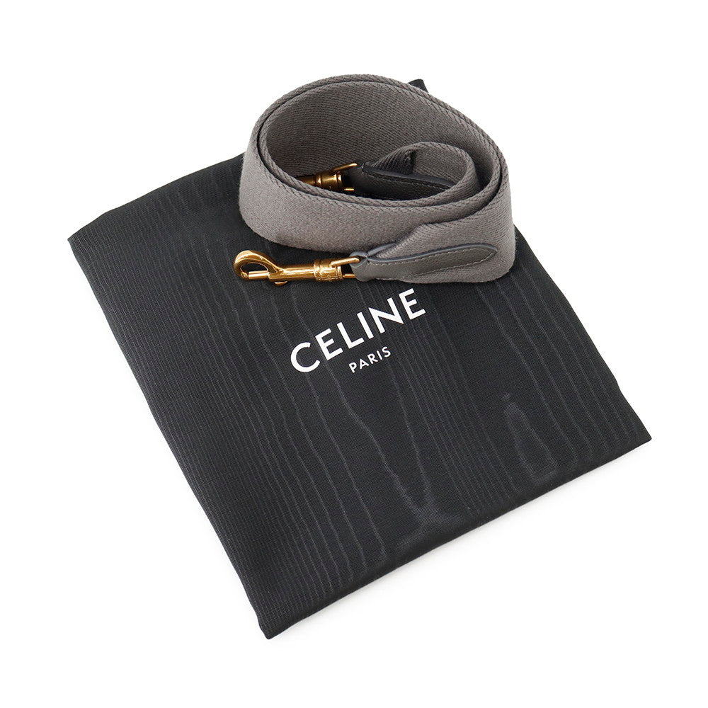 CELINE Sangle Bucket Shoulder Bag Gray189303 Leather Size Small