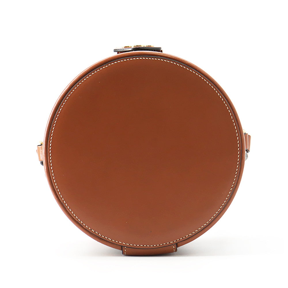 CELINE Triomphe Tambour Shoulder Bag Tan195192 PVC Leather Size Medium