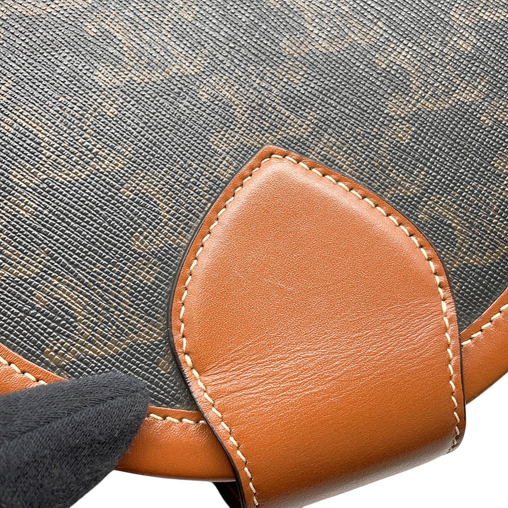 CELINE Triomphe Tambour Shoulder Bag Tan195192 PVC Leather Size Medium