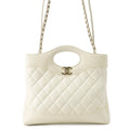 CHANEL CHANEL31 Shopping Bag WhiteAS4133 Shiny Calf Leather Size Small