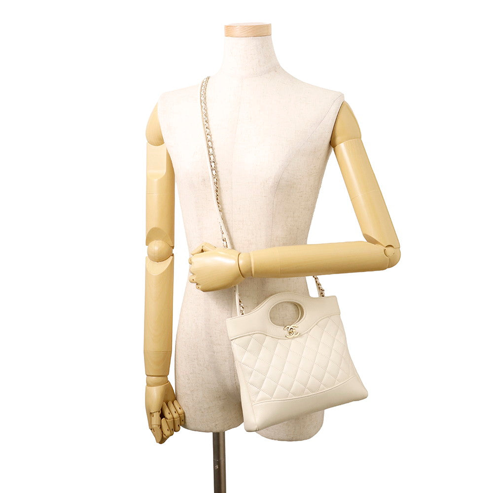 CHANEL CHANEL31 Shopping Bag WhiteAS4133 Shiny Calf Leather Size Small