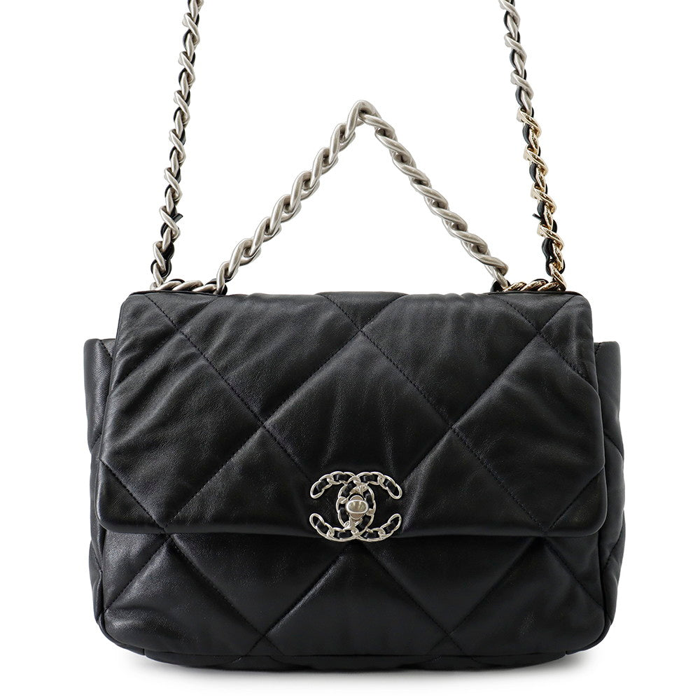 CHANEL CHANEL 19 Dixneuf Matelasse Shoulder BlackAS1160 Lambskin Size Large