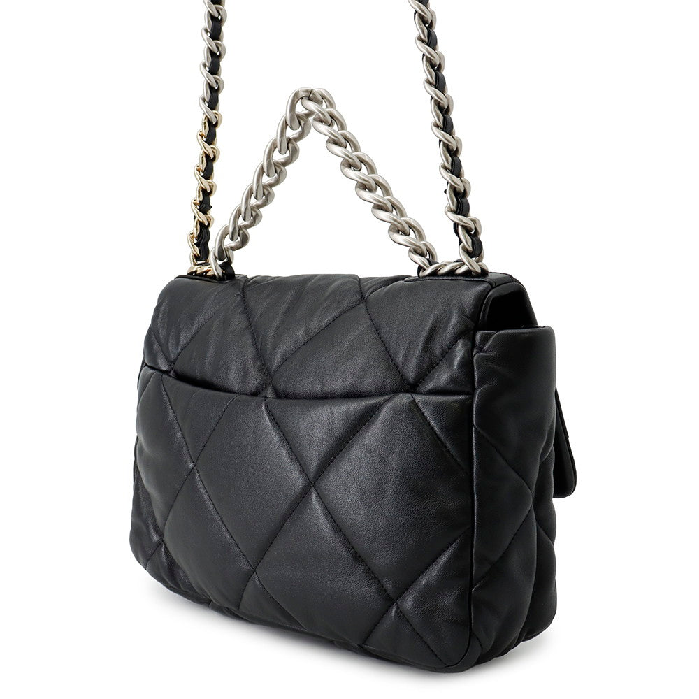 CHANEL CHANEL 19 Dixneuf Matelasse Shoulder BlackAS1160 Lambskin Size Large