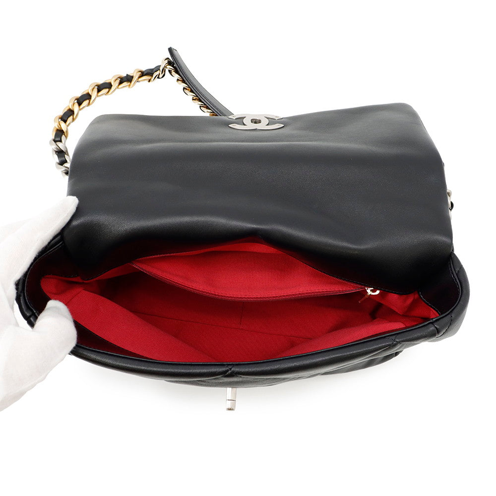 CHANEL CHANEL 19 Dixneuf Matelasse Shoulder BlackAS1160 Lambskin Size Large