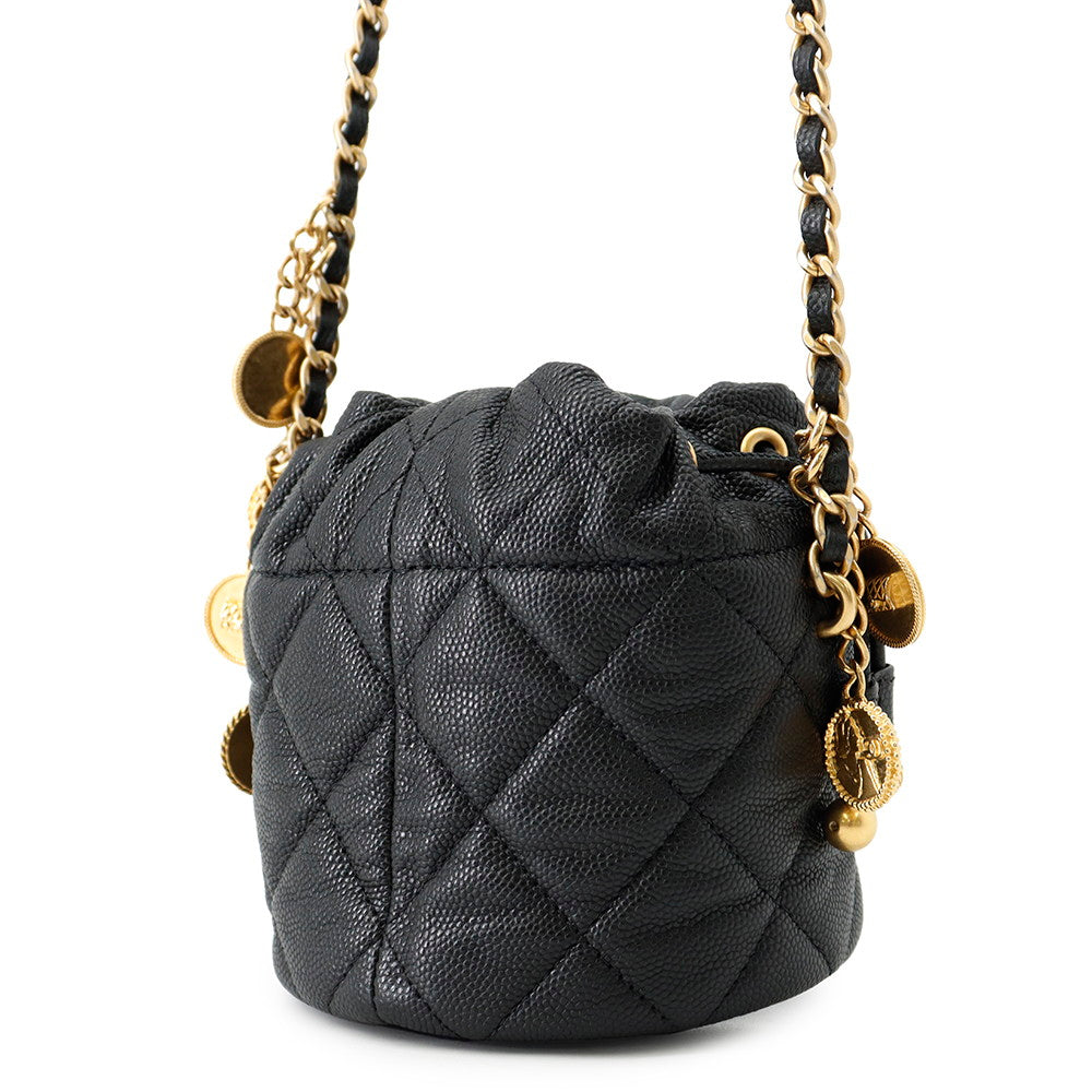CHANEL Matelasse CC Logo Chain Mini Pouch BlackAP3111 Caviar Leather