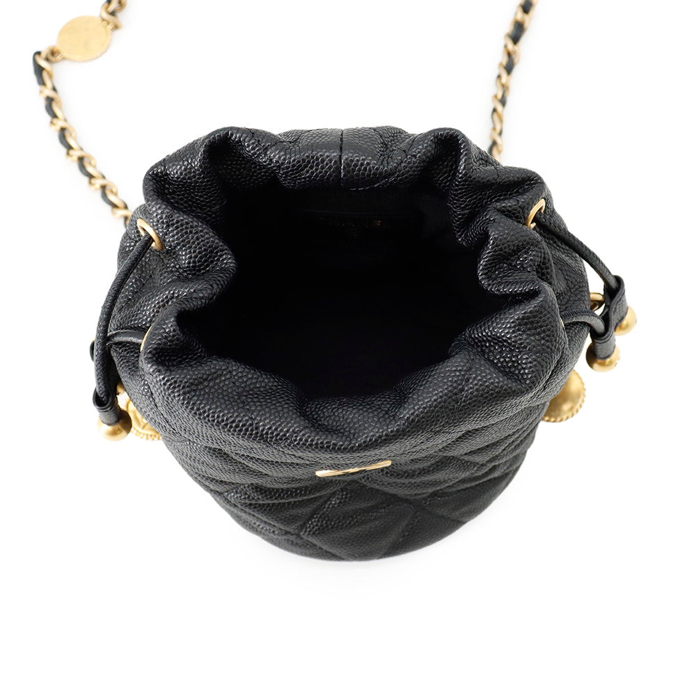 CHANEL Matelasse CC Logo Chain Mini Pouch BlackAP3111 Caviar Leather