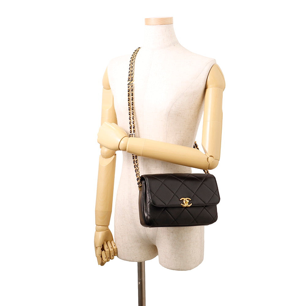 CHANEL Matelasse Mini Flap ChainShoulder Bag BlackAS4862 B16572 Lambskin