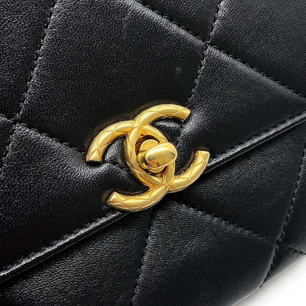 CHANEL Matelasse Mini Flap ChainShoulder Bag BlackAS4862 B16572 Lambskin