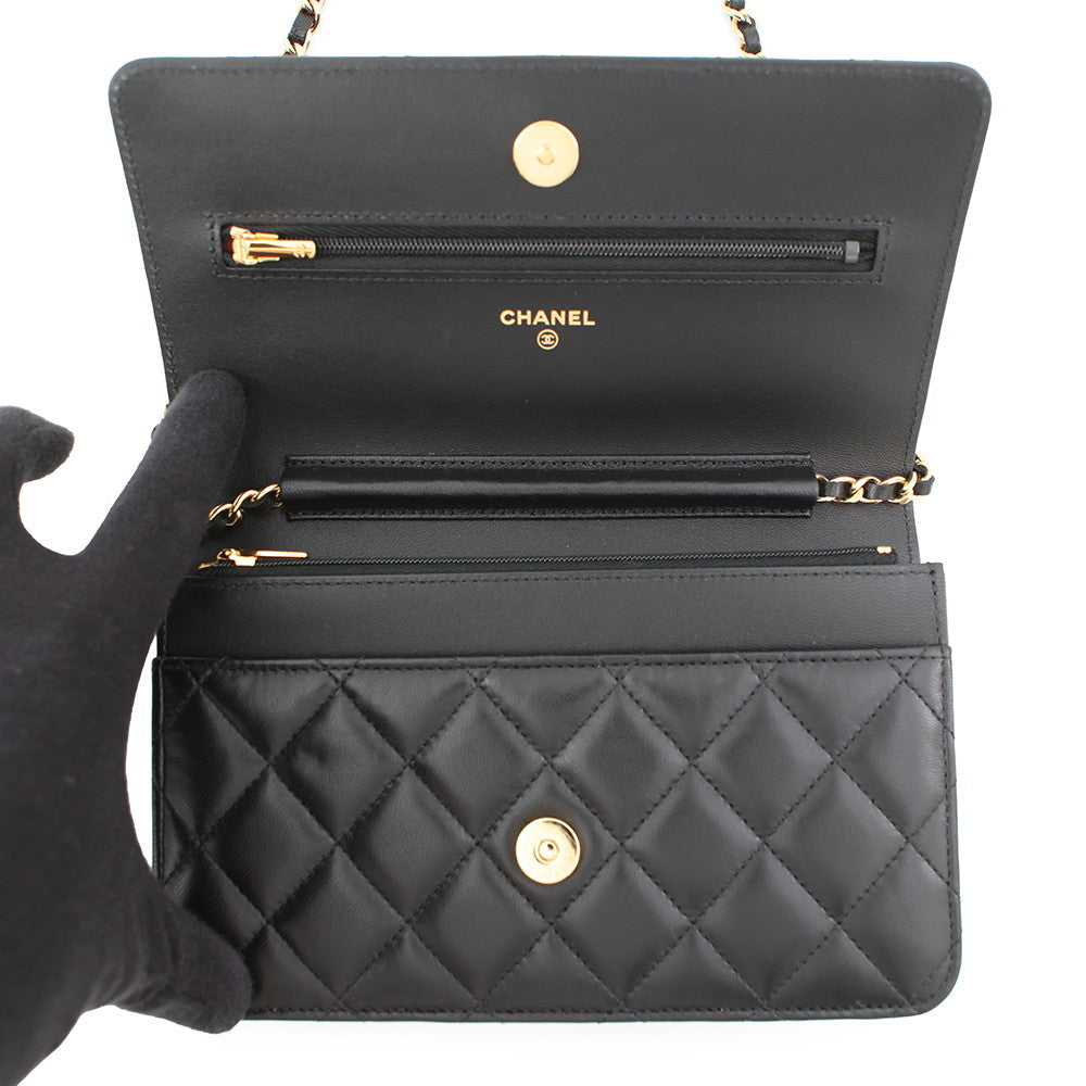 CHANEL Matelasse Chain wallet BlackAP0250 Lambskin