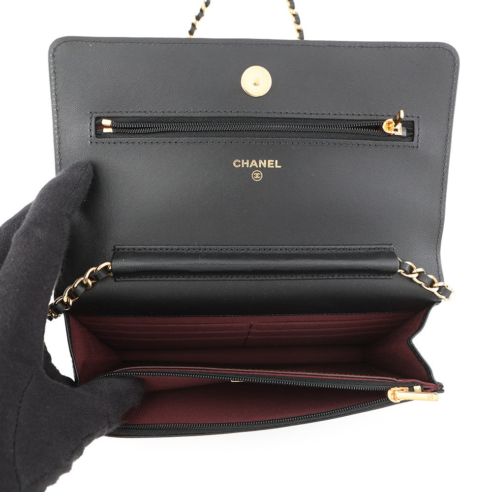 CHANEL Matelasse Chain wallet BlackAP0250 Lambskin