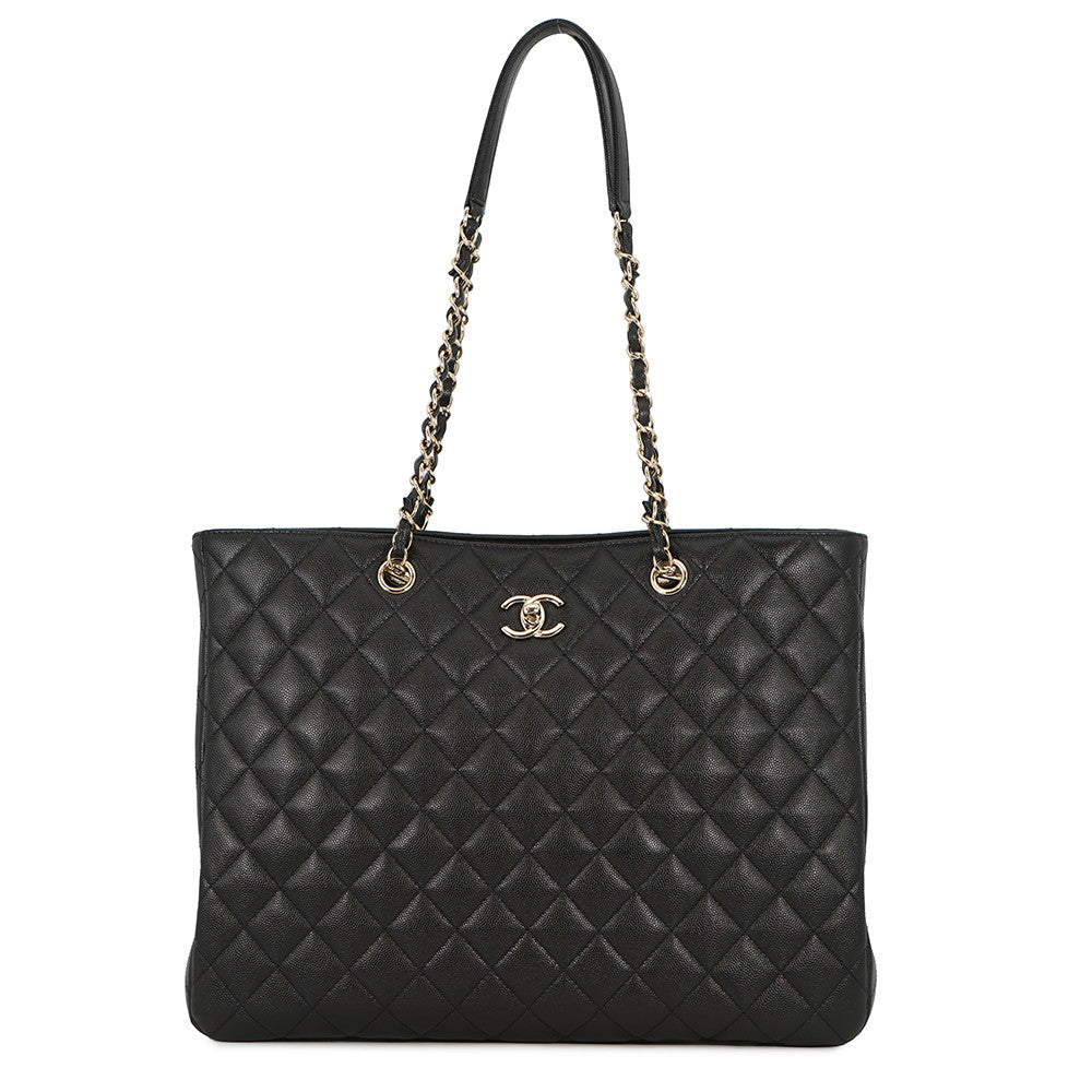 CHANEL Matelasse ChainTote Bag BlackA91046 Caviar Leather Size Large