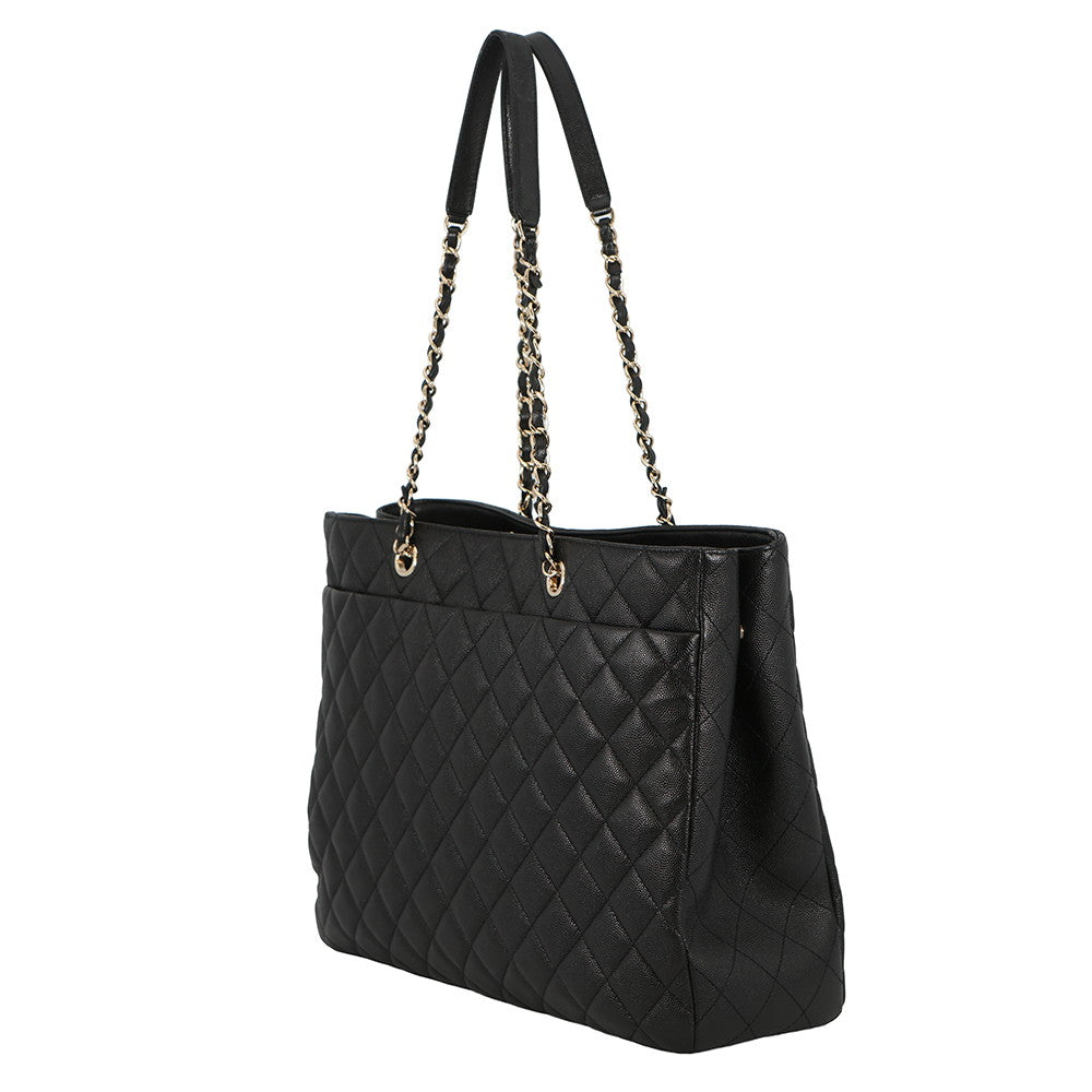 CHANEL Matelasse ChainTote Bag BlackA91046 Caviar Leather Size Large