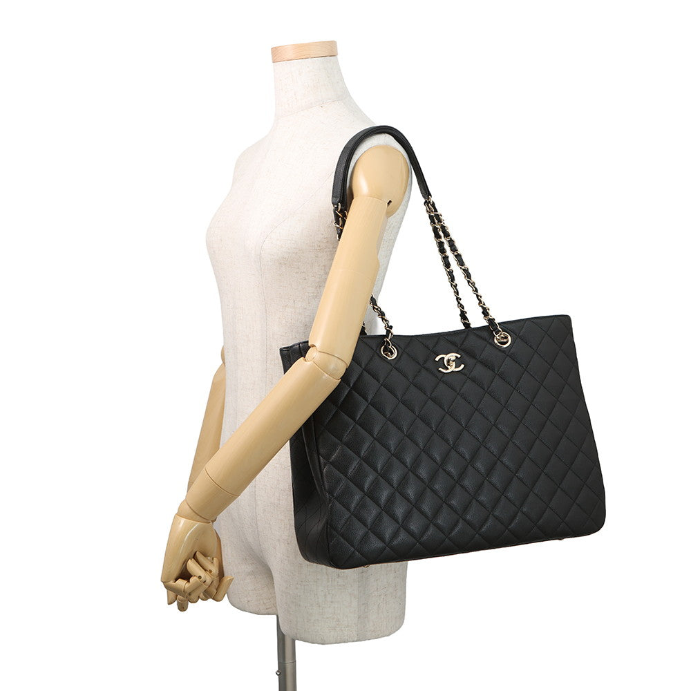 CHANEL Matelasse ChainTote Bag BlackA91046 Caviar Leather Size Large