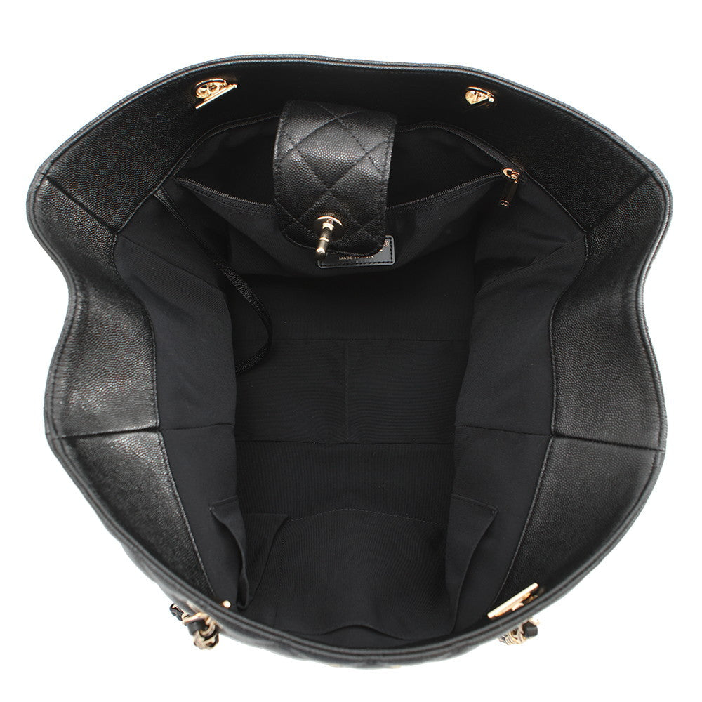 CHANEL Matelasse ChainTote Bag BlackA91046 Caviar Leather Size Large