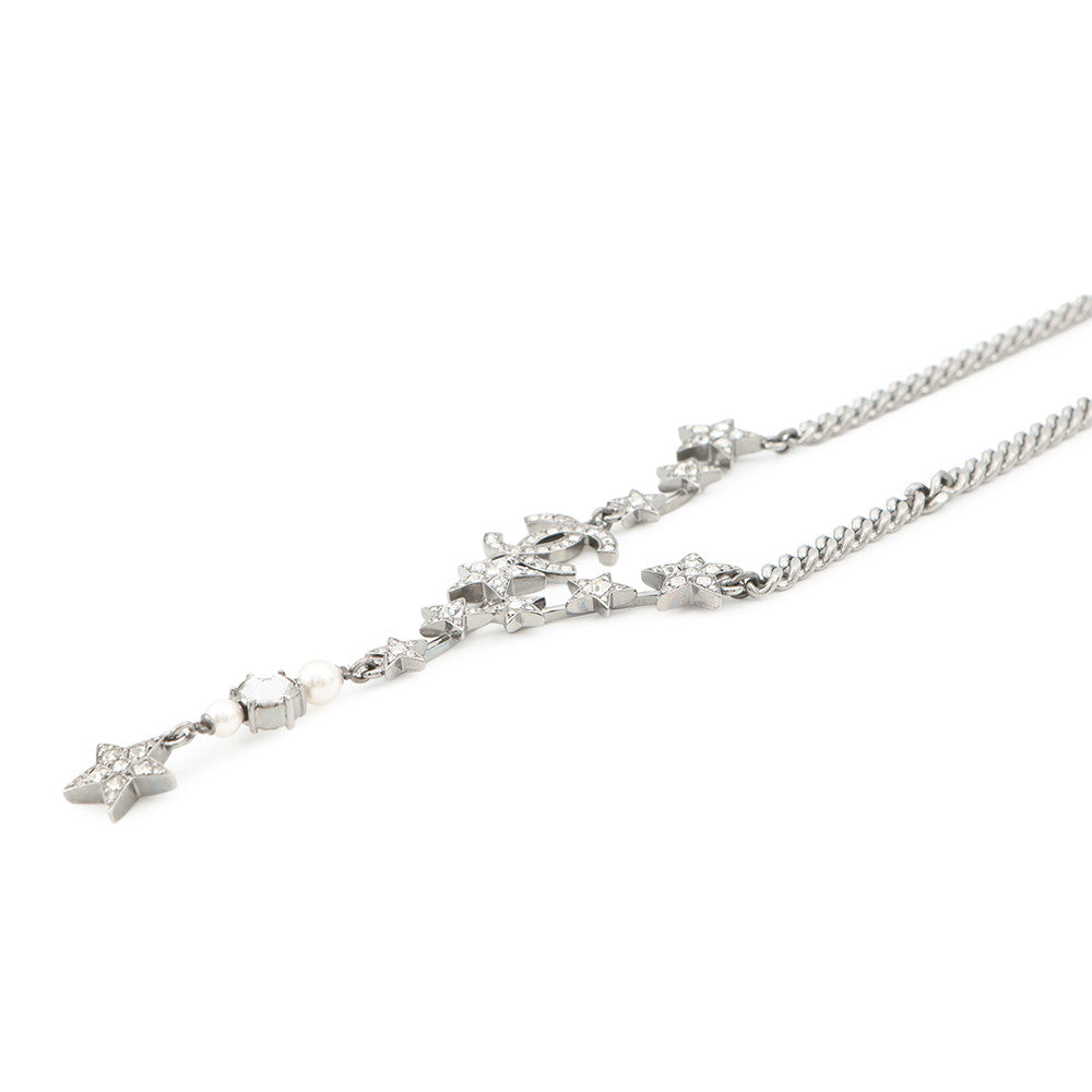 CHANEL Star motif Necklace Silver Gold Plated