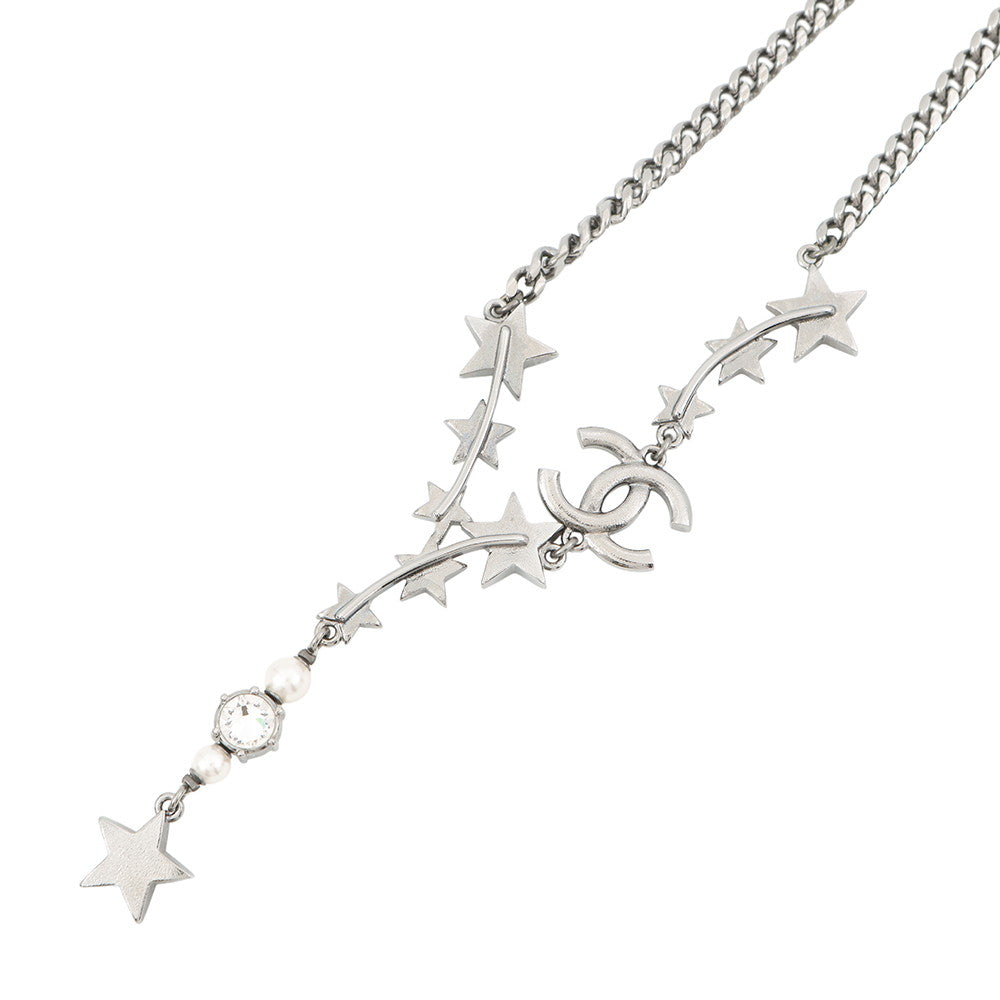 CHANEL Star motif Necklace Silver Gold Plated