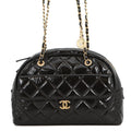 CHANEL maxi bowling bag Black Shiny Calf Leather