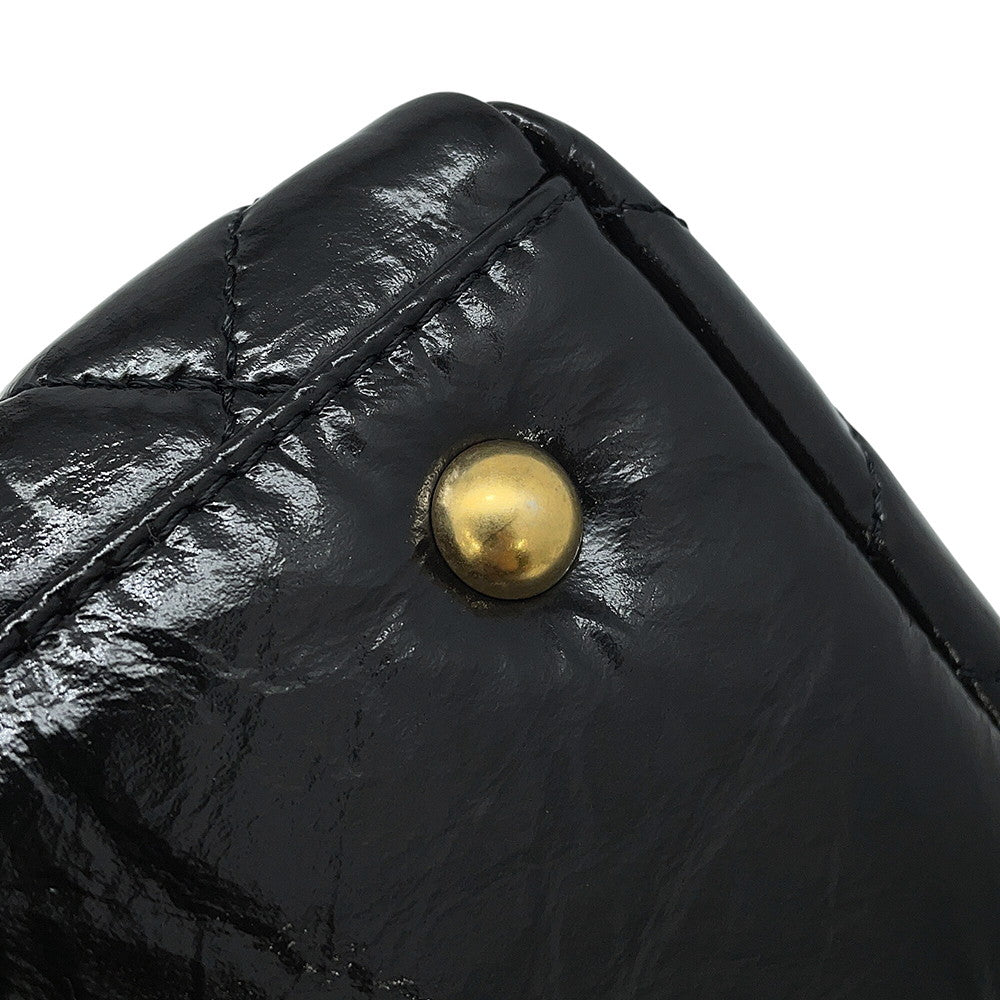 CHANEL maxi bowling bag Black Shiny Calf Leather