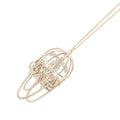 CHANEL Birdcage necklace CC Logo Gold Metal Rhinestone