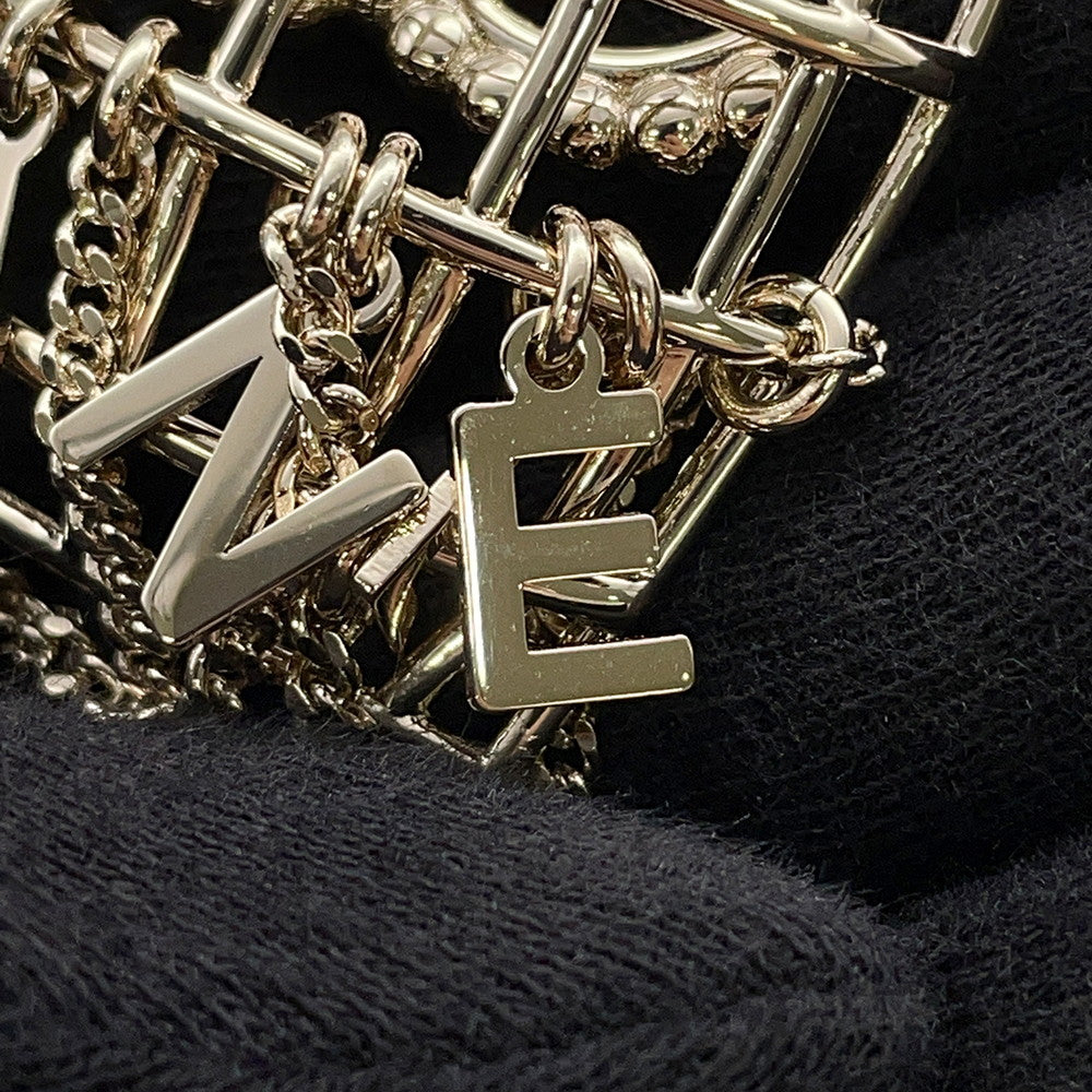 CHANEL Birdcage necklace CC Logo Gold Metal Rhinestone