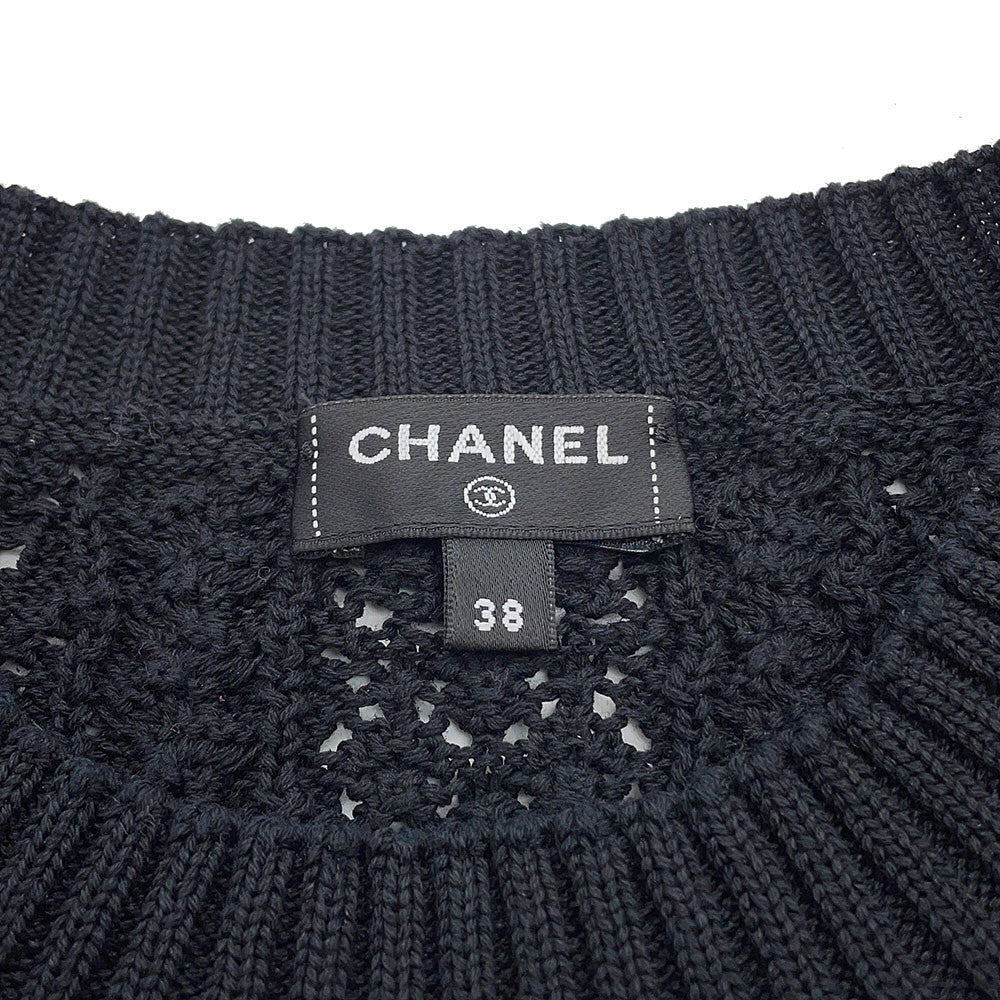 CHANEL COCO BEACH Pullover Knit Sweater Size 38 BlackP76925 K11083 94305 Cotton 100%