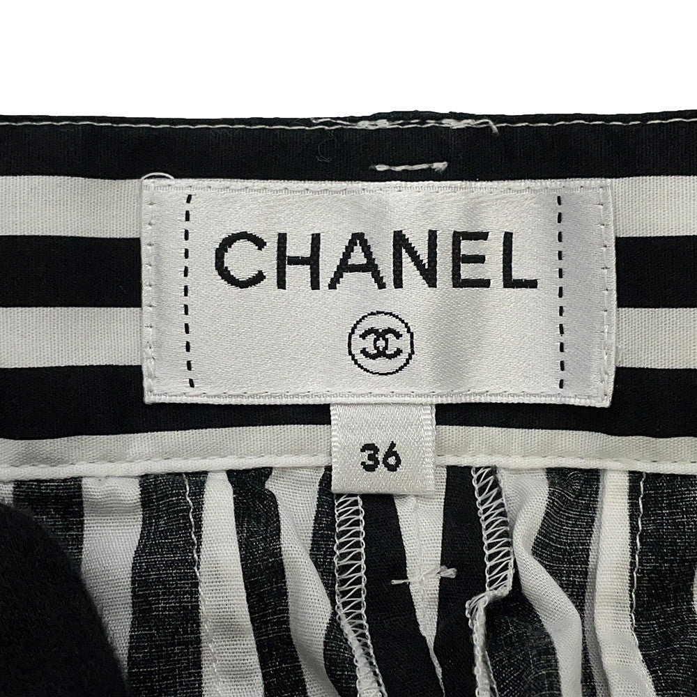 CHANEL Coco Beach Striped Bottom Pants Size 36 Black/WhiteP76233 98% Cotton, 2% Elestain