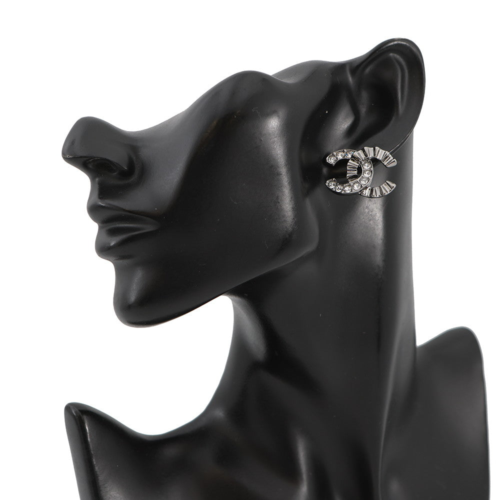 CHANEL CC Logo Earrings Metal Rhinestone
